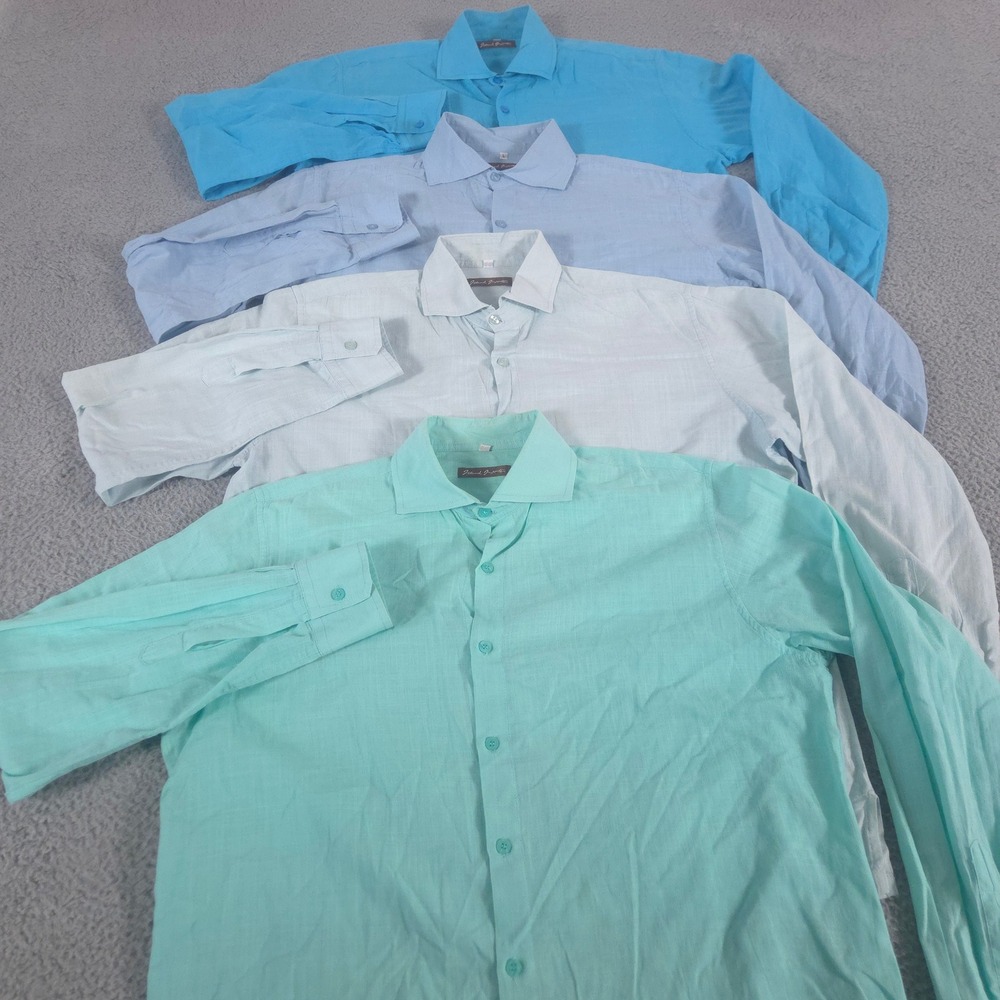 LOT OF 4 Island Importer Shirt Men L Blue Green White Bamboo Cotton Beach Casual